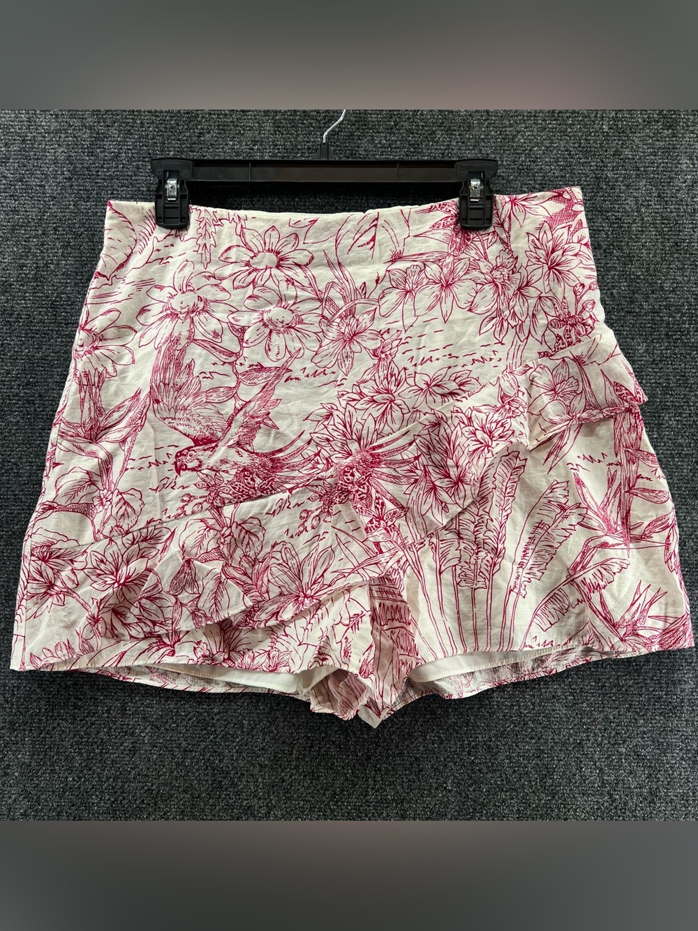 Express Ruffle Tiered Faux Wrap Skort Sz 14‎ Pink/Ivory Cottagecore Frilly Boho